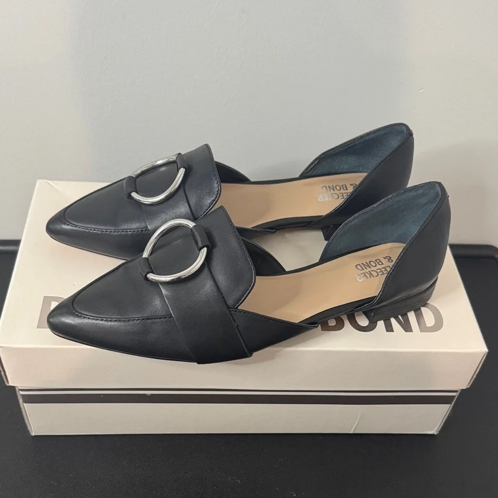Bleecker & Bond Black Gloria Flats Shoes Size 6 GUC